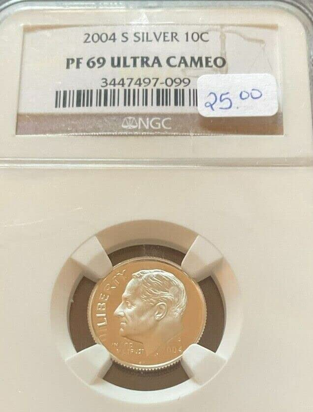 2003 S Roosevelt Dime Proof Silver - Ultra Cameo - Gradat profesional - Aproape Perfect - NGC PF69 UCAM -