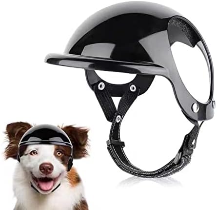 Casca pentru câini cu găuri de ureche și curea reglabilă, motocicletă pentru animale de companie Motocicletă de motocicletă