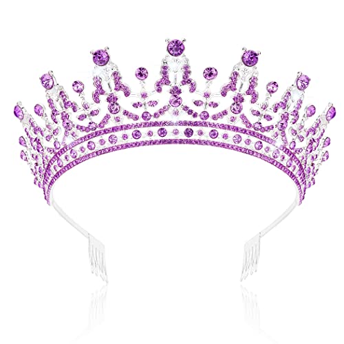 CURASA Purple Birthday Crown & amp; Birthday Girl Sash Kit coroana și Tiara pentru femei copii mici și diademe pentru femei