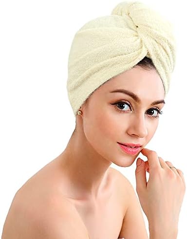 Prosop de salon Erina Cotton Hair Wrap, pachet de 2, cască de duș pentru femei pentru îngrijirea părului, super moale, durabil,