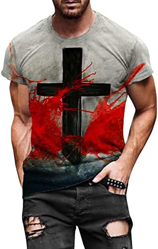 XXBR Cămăși casual pentru bărbați cravată colorant Crewneck tricouri cu mânecă scurtă cu ulei de epocă pictură credință Jesus