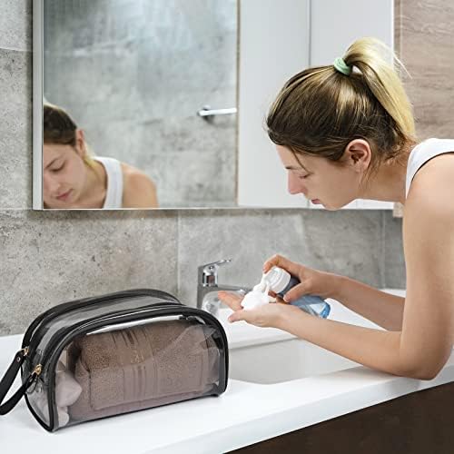 Breteil Geantă de machiaj transparentă Genți cosmetice pentru femei Genți de călătorie transparente pentru articole de toaletă