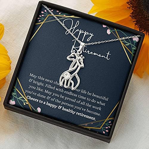 Bijuterii cu carduri de mesaje, colier handmade- Girafa cadou personalizată, Cadouri de pensionare pentru femei Colier pentru