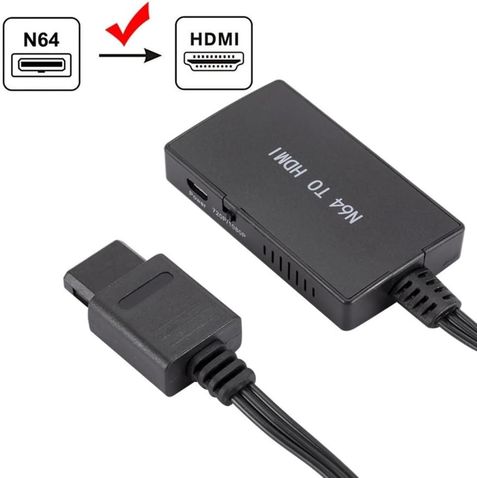 JRSHOME N64 către Convertorul de adaptor HDMI cu cablu HD pentru Nintendo GameCube Super NES nu este nevoie să instalați drivere,