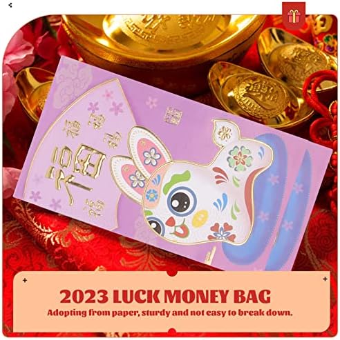 Pachete chinezești roșii PRETYZOOM 2023: plicuri roșii de Anul Nou Anul iepurelui plicuri cu bani chinezi Hong Bao plicuri