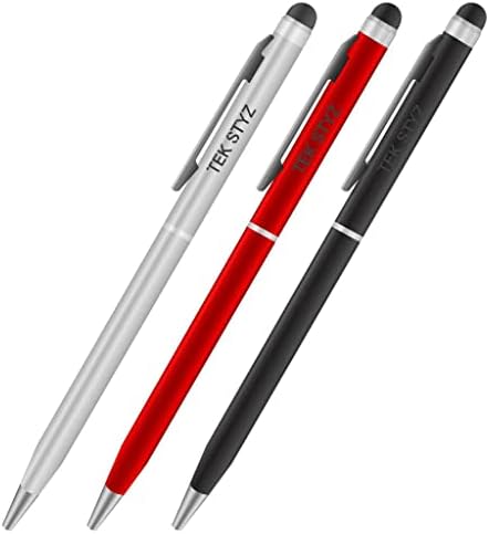 PRO Stylus Pen for Honor 9 Lite cu cerneală, precizie ridicată, formă de sensibilă, compactă pentru ecrane tactile [3 pachet-negru-roșu-argument]