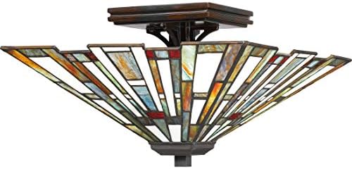 Quoizel TFMK1714VA Maybeck Tiffany siluetă conică montare La Culoare iluminare tavan, 2-lumină, 120 wați, bronz viteaz