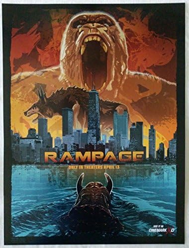 RAMPAGE 18 x24 original Promo Film Poster menta Cinemark Dwayne Rock Johnson