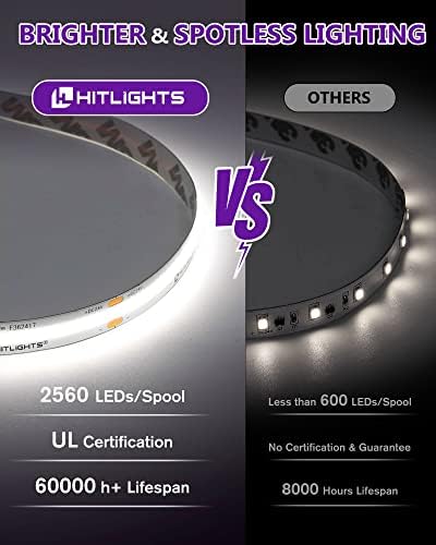 Lumini cu bandă cu LED LED, sursă de alimentare de 24V, 16,4ft 5000k cu benzi de lumină cu led alb reci, listate UL, cu o bandă