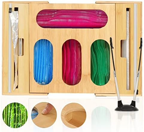 Ik Innovations Bamboo Ziplock Bag organizator pentru sertar 7-în-1 folie extensibilă și organizator de folie de Plastic 12
