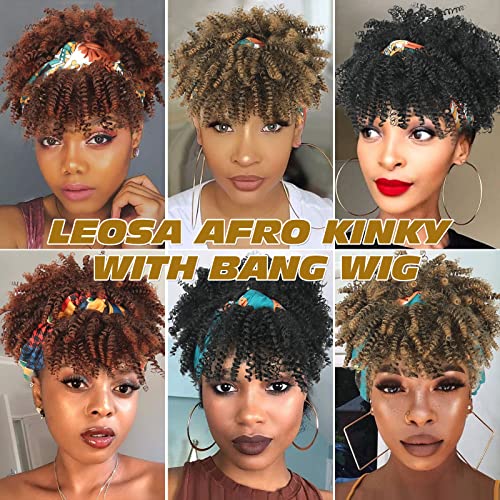 LEOSA peruca peruca cret cu breton pentru femei Afro Negru peruca peruca cret sintetic peruca cret cu bentita atasata peruca