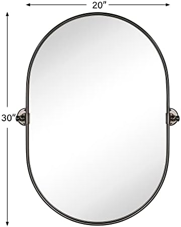 TEHOME Oval ulei frecat bronz Pivot baie oglinda pilula în formă de înclinare baie vanitatea oglinda metal încadrată reglabil
