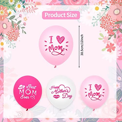 24 piese 12 Inch Latex Fericit Ziua Mamei Baloane Decoratiuni - cel mai bun mama vreodată te iubesc mama inima imprimate baloane