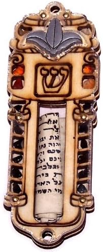 Mezuza din lemn făcută manual cu schiță non -kosher Israel