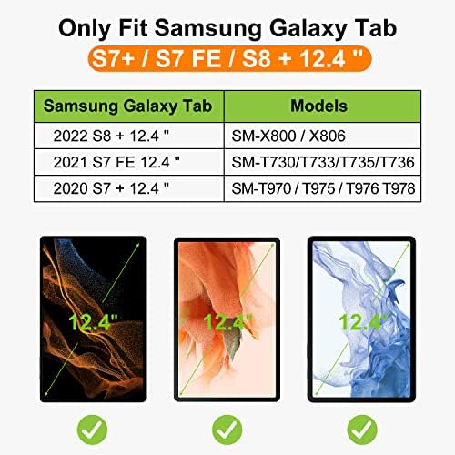Carcasă magnetică Sindruce pentru Samsung Galaxy Tab S7 +/ S7 Fe/ S8 + 12,4 inch, acoperire de protecție ușoară subțire cu