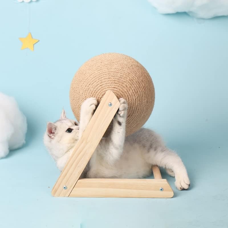 Cxdtbh pisica zgarieturi mingea lemn Stand Pet mobilier Sisal coarda mingea jucărie pisoi alpinism Scratcher slefuire labele