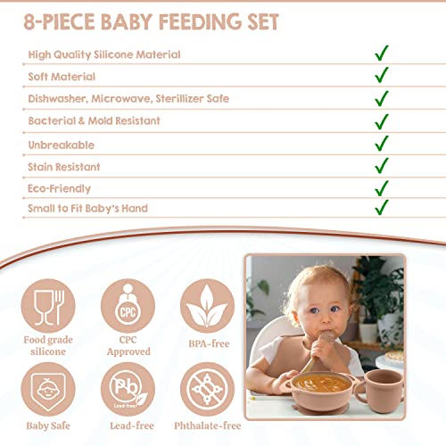 Roz - 8 bucăți Set de hrănire pentru bebeluși din silicon-consumabile pentru înțărcare cu LED pentru Bebeluși - consumabile