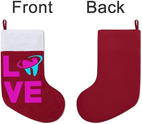 Love Dental Hygienist Red Christmas Christmas Stockings Decorațiuni pentru acasă pentru șemineu pentru copaci de Crăciun șosete
