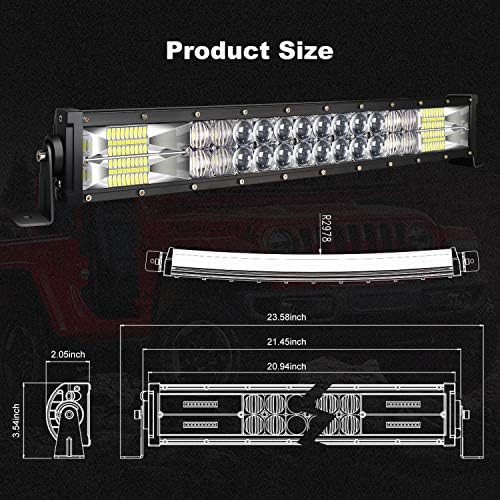 TERRAIN VISION led Light Bar 22 Inch curbat LED Bar off Road Light W / 2buc 4in 60W LED Pods faruri de ceață cu Kit de cablaj