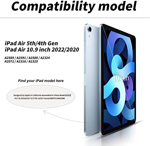 Husă aoub pentru iPad Air a 5-A/A 4-a generație 2022/2020, suport Folio husă detașabilă pentru tastatură Bluetooth fără fir