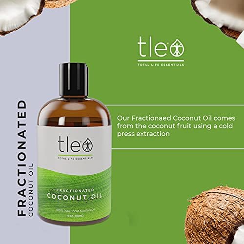Ulei fracționat Tleo - Calitate premium ulei de nucifere de cocos pur, ulei de nucă de cocos fracționat de calitate terapeutică