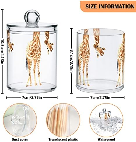 Yyzzh amuzant girafa peep acuarelă animal 4 pachet de pachet qtip distribuitor pentru tampoane cu bilă de bumbac cu bilă rotundă