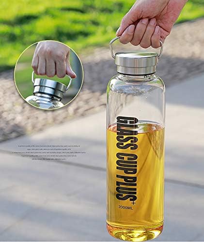 Sunkey 64 Oz Sticlă de apă din sticlă cu perie de siliconie cu mânecă de flacon neopren purtător de mânecă mare de apă sportivă