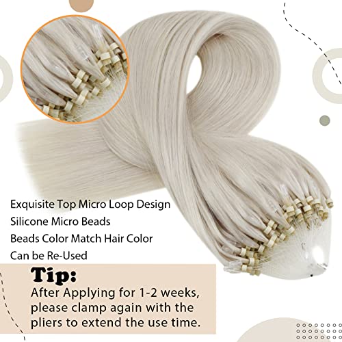 Extensii Easyouth Micro Loop păr uman Micro link-uri extensii de păr extensii de păr blond alb Micro margele păr uman real