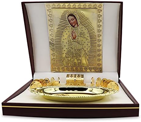 Monede de unitate de nuntă placate cu aur de 24k cu carcasă decorativă, cutie de comori și platou de argint, suveniruri clasice