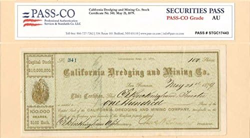 California Dredging and Mining Co. Stoc cu PASS-CO semnat de C. E. Buckingham