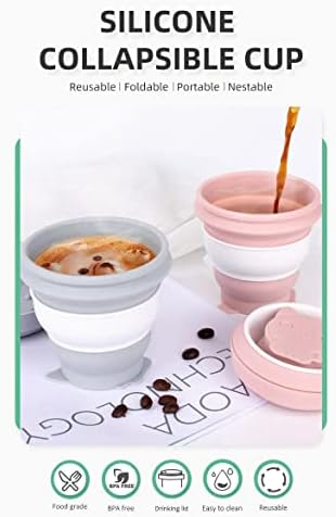 Cupa de cafea de călătorie Hogoware Cupa pliabilă smoothie izolată cu silicon cu capac reutilizabil pentru a merge silicon