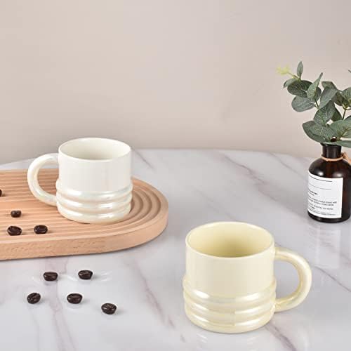 Cană de cafea ceramică Koythin, drăguță creativă Electroplarea Cupei curcubeu Design pentru birou și acasă, 13,5 oz/400 ml