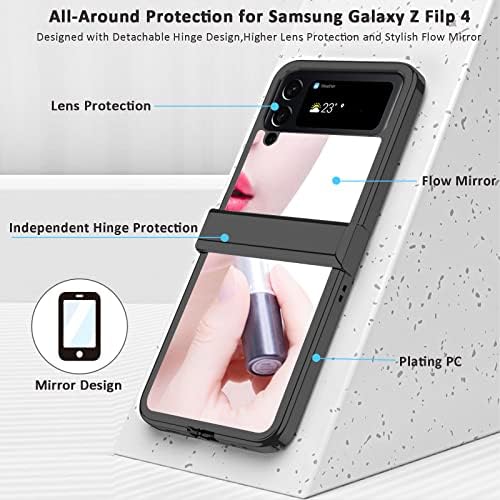 Carcasă de lux NINKI compatibilă Galaxy Z Flip 4 carcasă cu protecție balama Aur Roz, placare capac protector PC Galaxy Z Flip