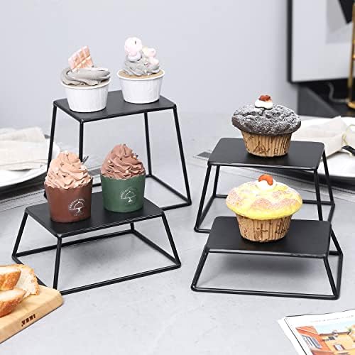Suport pentru cupcake metal negru mat MyGift, se ridică aperitiv și deserturi pentru afișare, set de 4