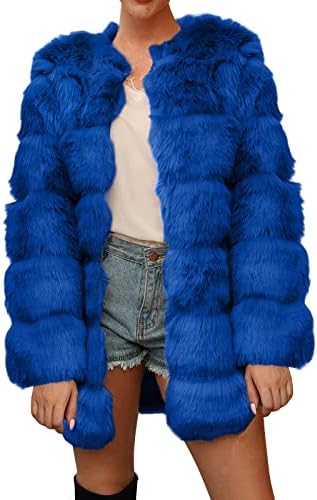Femei de lux iarnă caldă caldă pufoasă fauxfur jachetă cu haină scurtă