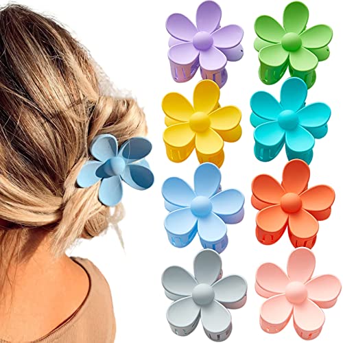8 buc Flower Hair Claw Clips - mare mat flori Clipuri pentru păr Non alunecare flori păr Clipuri pentru femei Fete )