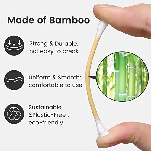 Tampoane de bumbac din bambus 800 Count, sfaturi duble rotunde muguri de bumbac, tampoane de bumbac organice biodegradabile,