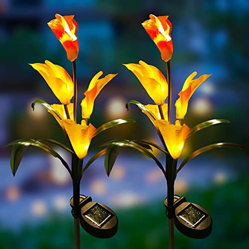 Veesee Solar Calla Lily Light, Lumini de flori solare cu 2 pachete, lampă de miză în mai multe culori în aer liber, cadou de