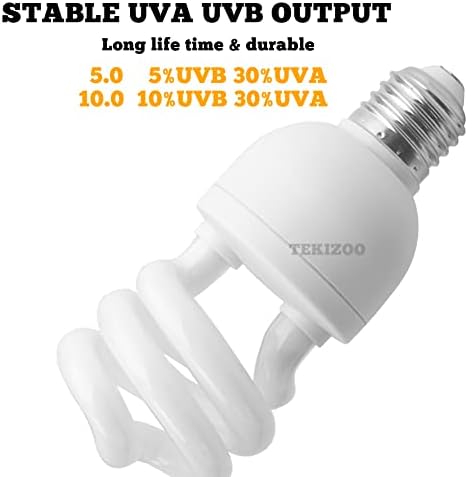 Tekizoo UVA UVB Bulb Bulb Compact Florescent Terrarium Lampa pentru reptile tropicale și amfibieni