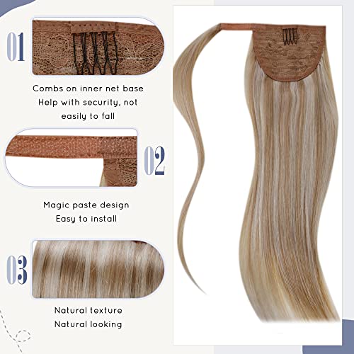 Laavoo Clip în extensii de păr Păr Uman maro Ombre cenușă blondă cu platină blondă 16 120g 7buc pachet înfășurați în jurul