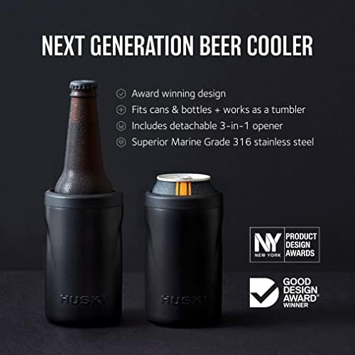 Huski Beer Cooler 2.0 | Nou | Premium cut și suport pentru sticle | Oțel inoxidabil de grad marin izolat triplu | Deschizător