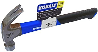 Kobalt 16-oz Smoothed face Steel Claw Hammer cu mâner din fibră de sticlă rezistent la alunecare