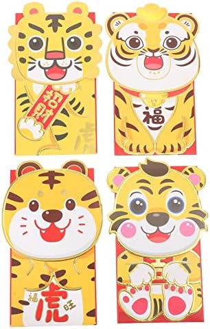 Plicuri roșii de Anul Nou chinezesc: Zodiac Tiger pachete de bani norocoși de Anul Nou Lai See 12buc Tiger Hong Bao plic de
