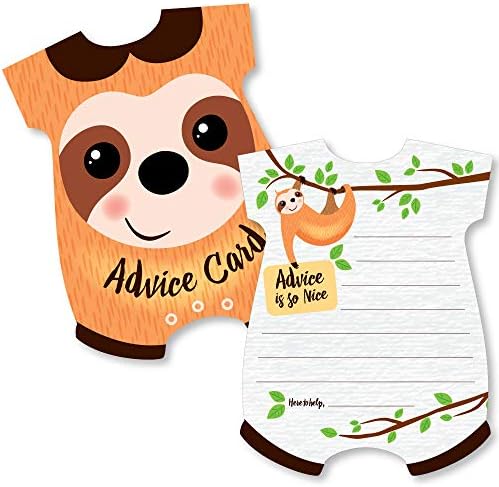 Big Dot of Happiness Let’s Hanging - Sloth - Baby BodySuit Wish Wish Card Activități de duș pentru bebeluși - Carduri de consultanță