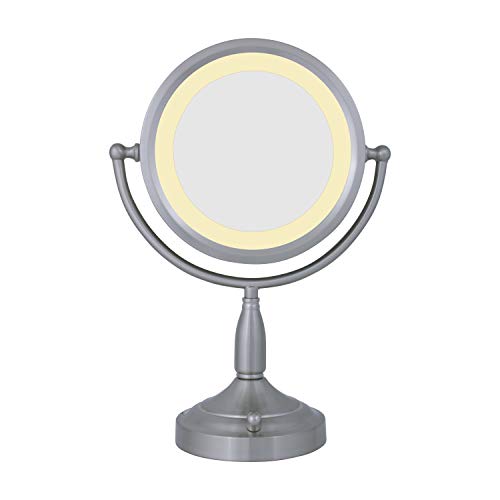 Zadro 11 Dia. Oglindă de machiaj luminată cu incandescență cu mărire 8x / 1x oglindă de birou cu lumină 2 becuri de 20 de wați