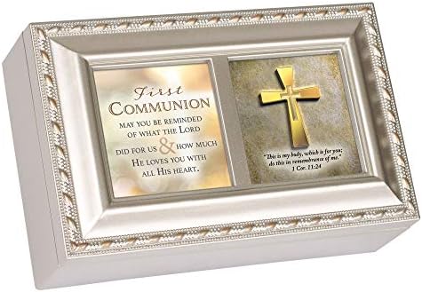 Cottage Garden First Communion Loved Champagne Silver Petite Traditional Music Box cântă uimitor Grace