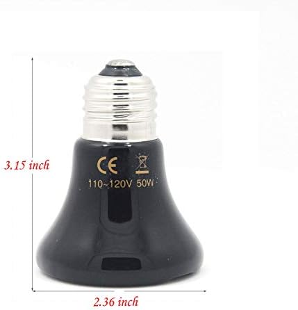 Bulb de lampă de căldură Mini Reptile 2 pachet, 100W 60mm Pet de companie fără emițător de căldură ceramică infraroșu ușor