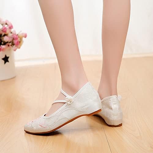 WETYG Flaturi de balet cu degetele pentru femei, pantofi confortabili brodate pentru femei brodate