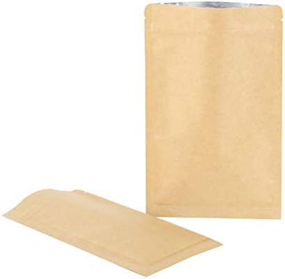 UPKOCH 50 buc Kraft hârtie plat pungă sac folie de aluminiu Film Liner umiditate-dovada fermoar ceai sigilate sac