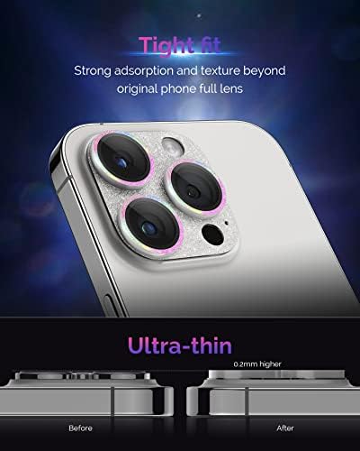 Actgan pentru iPhone 14 Pro/ iPhone 14 Pro Max Camera Protector 3D Bling Glitter Acoperire Full Cover Accesorii Cameră prietenoasă